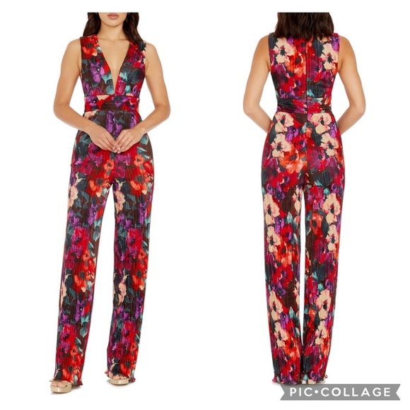 NWT Dress The Population Hunter Floral Rouse Multi Print Sleeveless Jumpsuit M - Picture 1 of 9